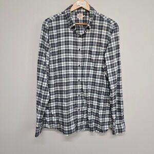 Faherty Plaid Button Down Shirt Mens XL Blue White Stretch Supima Cotton Coastal